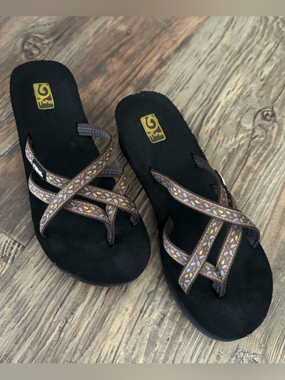 TEVA mush Olowahu women’s strappy BOHO wedge flip flop sandals size 8 - Picture 4 of 11